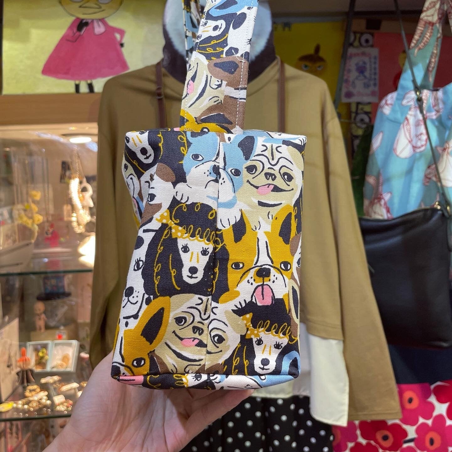Handmade Dogs Prints Bag, fabric from Japan