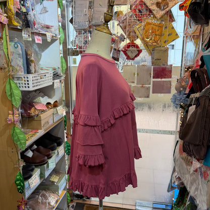 Tumugu Pink Frill Pullover, Sweatshirt, made in Japan