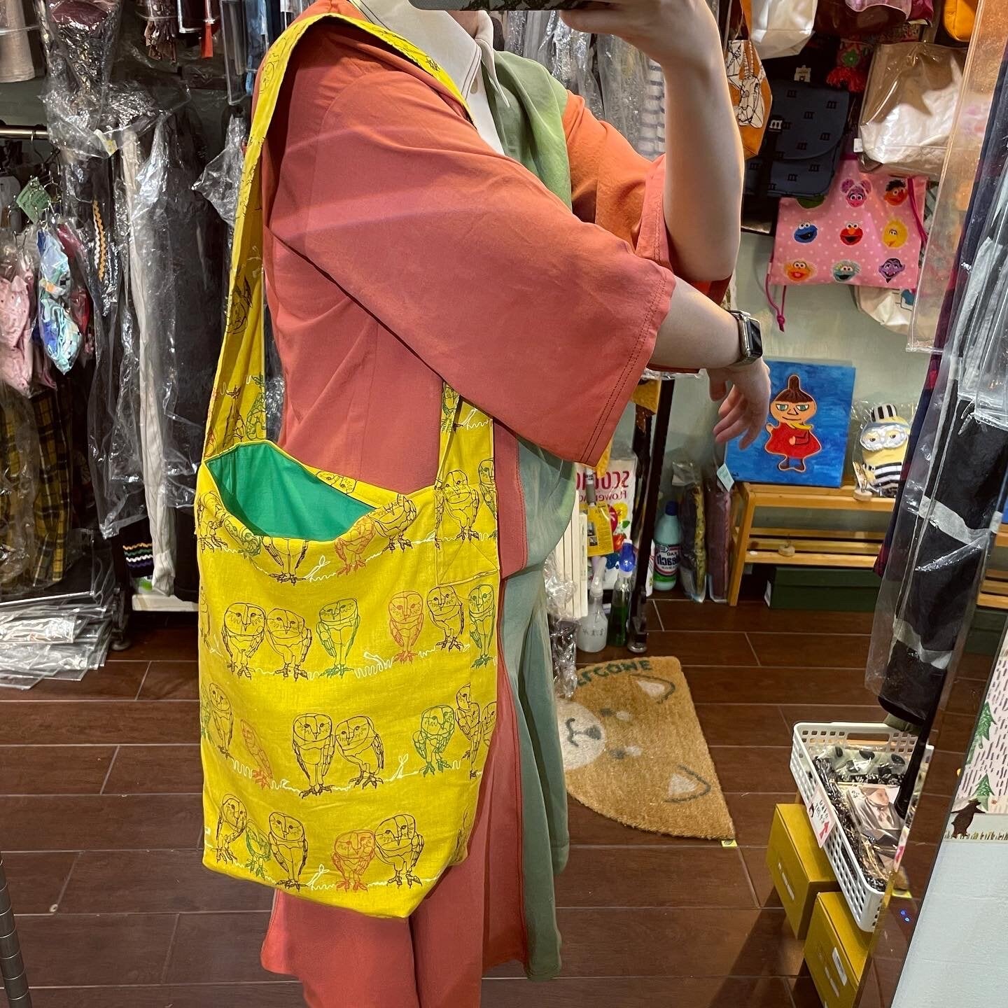 Handmade Owl Prints Tote Bag, fabric from Japan