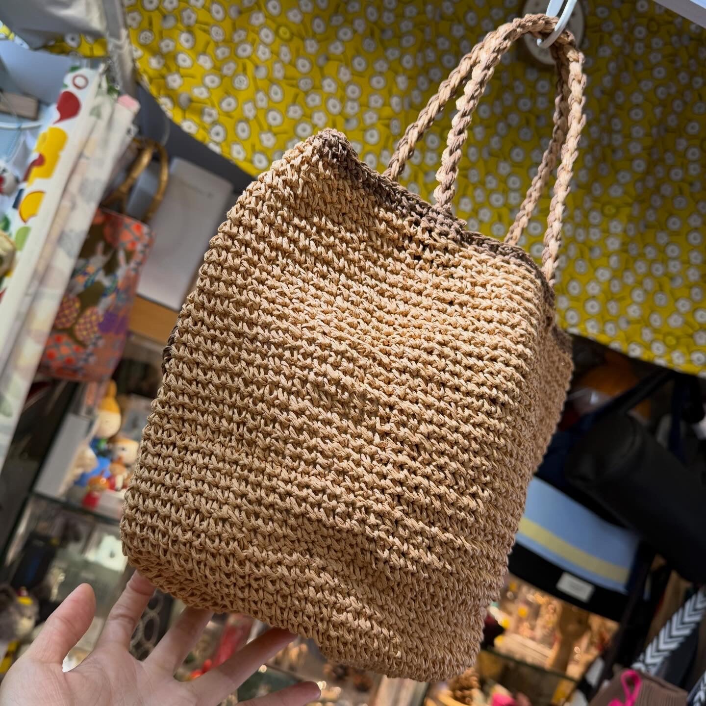 Ema Kuam Brown Polka Straw Bucket Bag, Handmade in Nepal