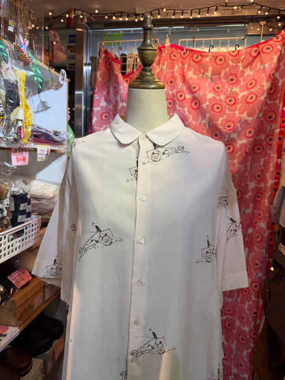 Ouvert French Prints Ivory Shirt, made in Japan