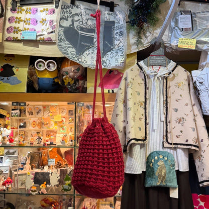 Highland Red Bucket Knit Bag, made in England