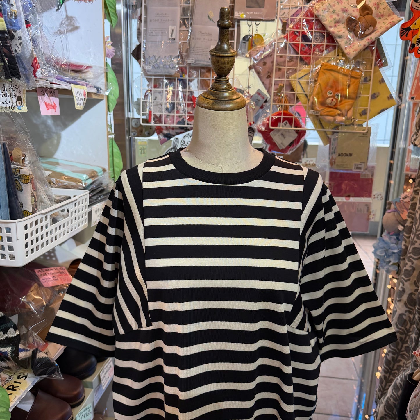 Munich Black Striped Blouse, made in Japan