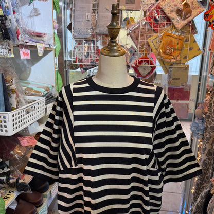 Munich Black Striped Blouse, made in Japan