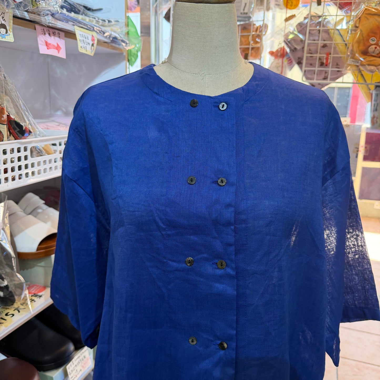 Mizuiro Ind Blue Linen Shirt, made in Japan
