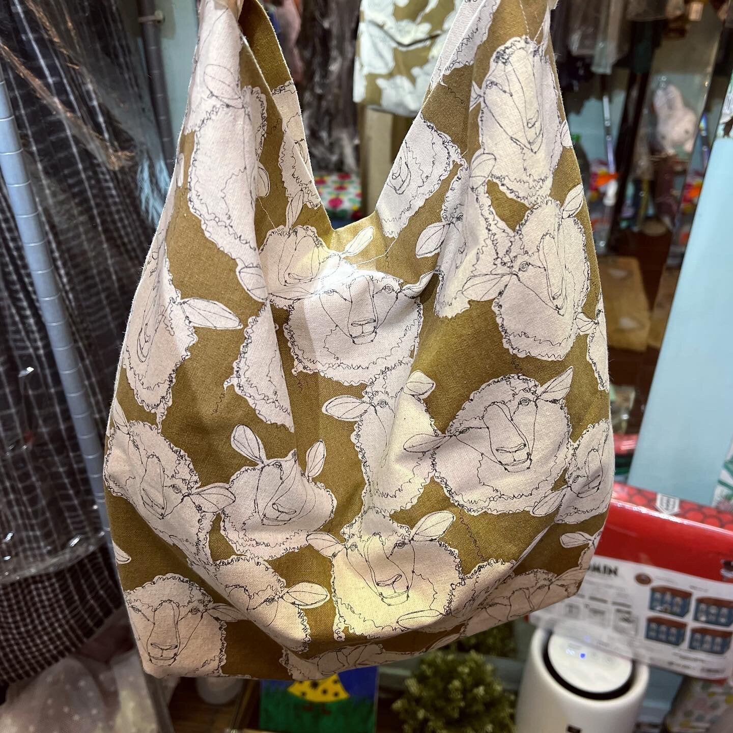 Handmade Sheep Brown Ribbon Bag, fabric from Japan