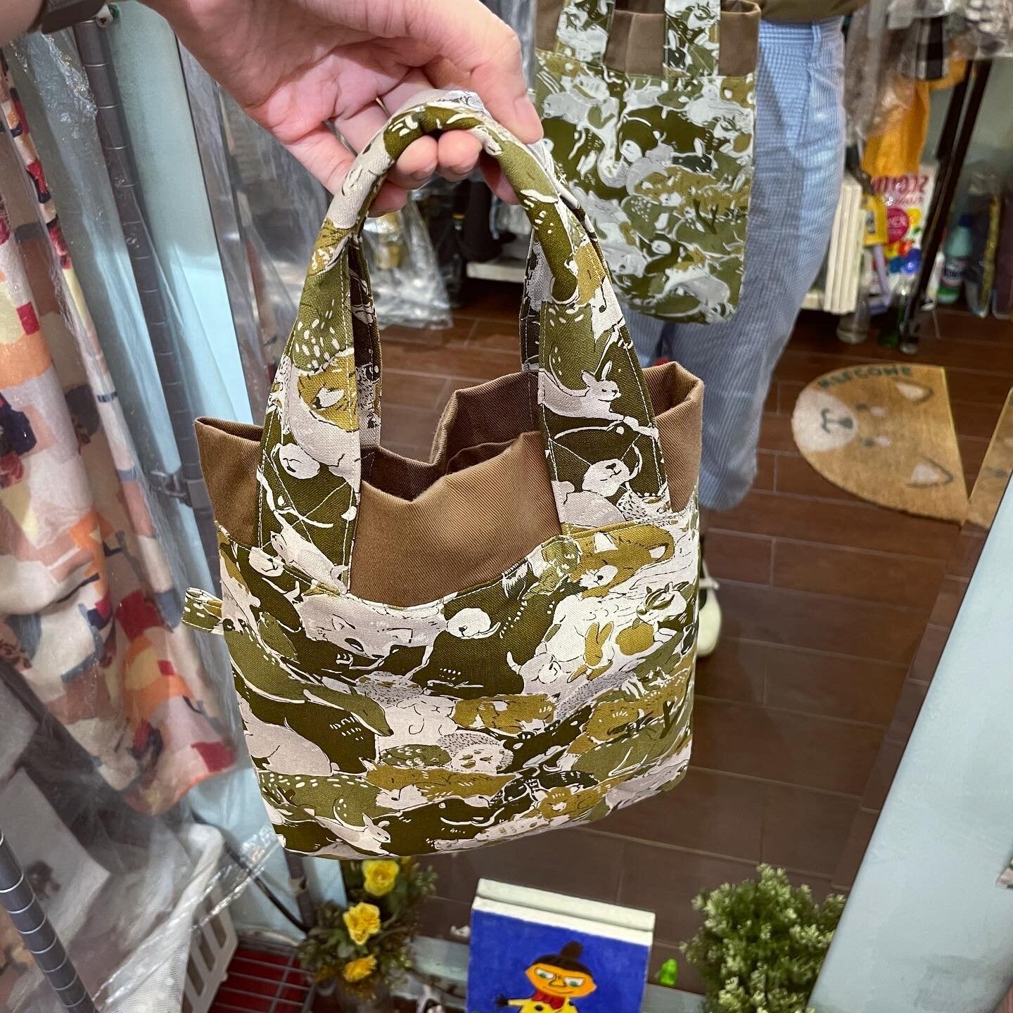Handmade Animals Prints Small Bag, fabric from Japan