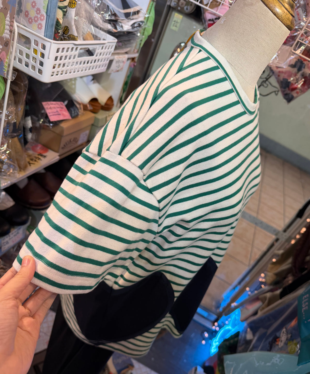 Summer Sale- Drowse and yet… Striped Heart T-shirt, made in Japan