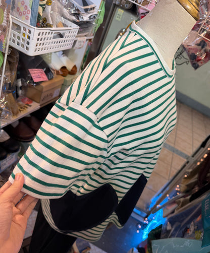 Summer Sale- Drowse and yet… Striped Heart T-shirt, made in Japan