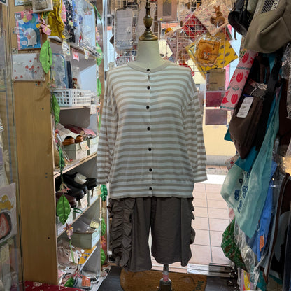 EXTRA30- Ichi Striped Cotton Cardigan, 2 Colors