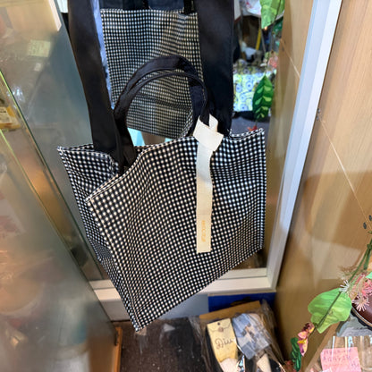 Anvocoeur Black Checked Oktogon PVC 2Way Bag, Waterproof, made in Japan