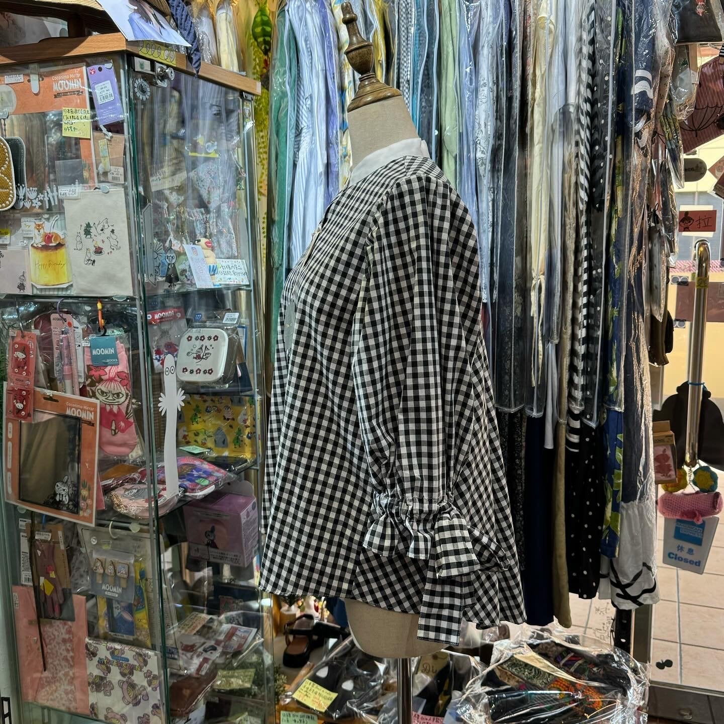 Sale- Drowse and Yet… Checked Ribbons Shirt, made in Japan