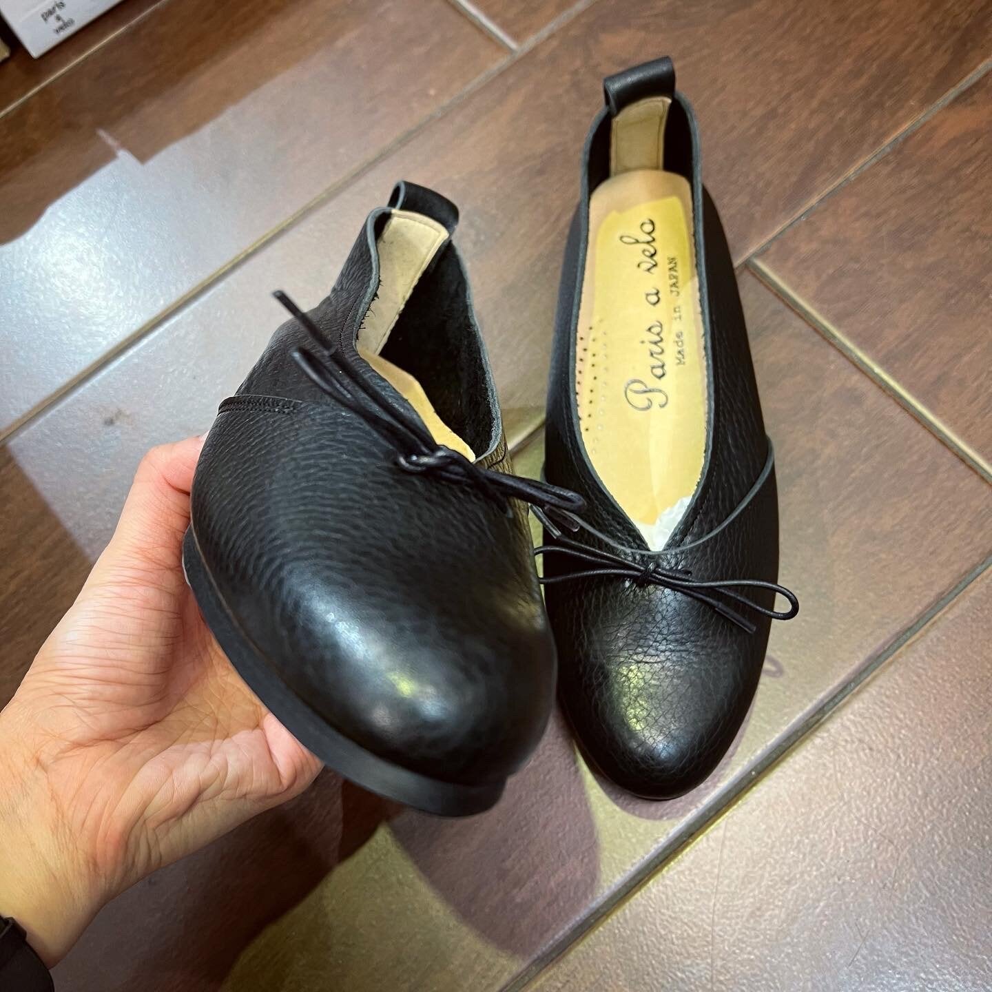 Sale- Paris a Velo Black Leather Shoes, made in Japan