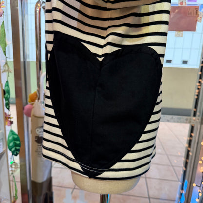 Drowse and yet… Striped Heart T-shirt, made in Japan
