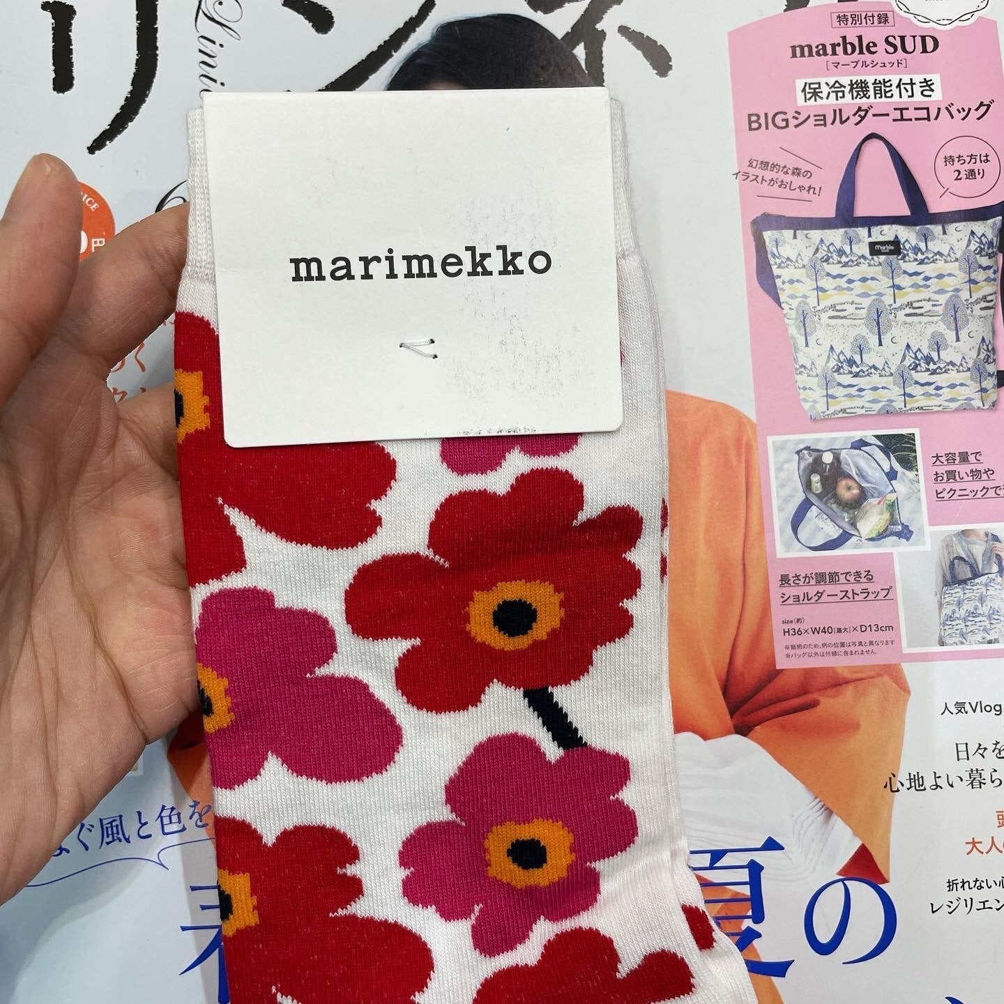 Marimekko Red Unikko Socks, size 37-39