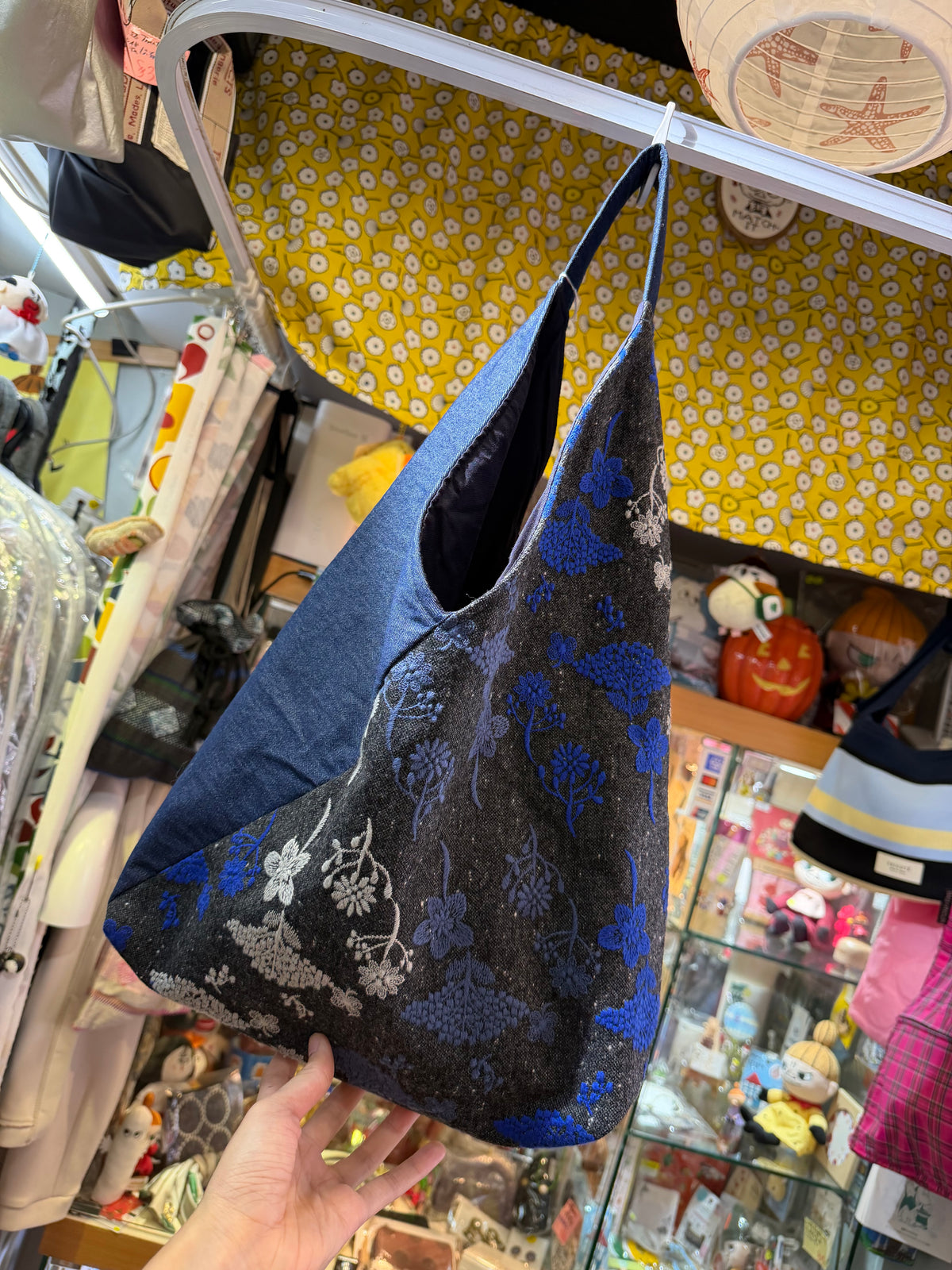 Castle… Embroidery X Denim Japanese Knot Shoulder Bag, made in Japan