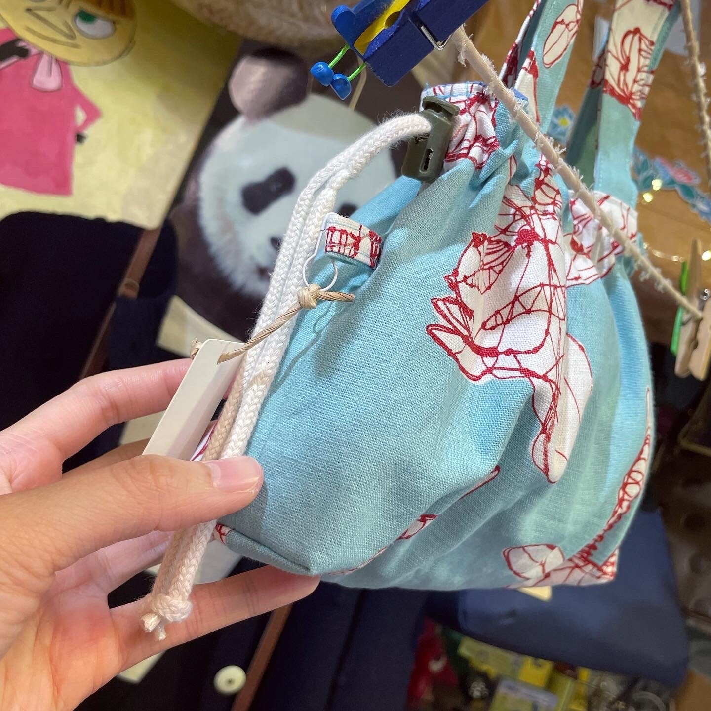 Handmade Deer Print Small Bag, Fabric from Japan