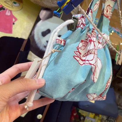 Handmade Deer Print Small Bag, Fabric from Japan