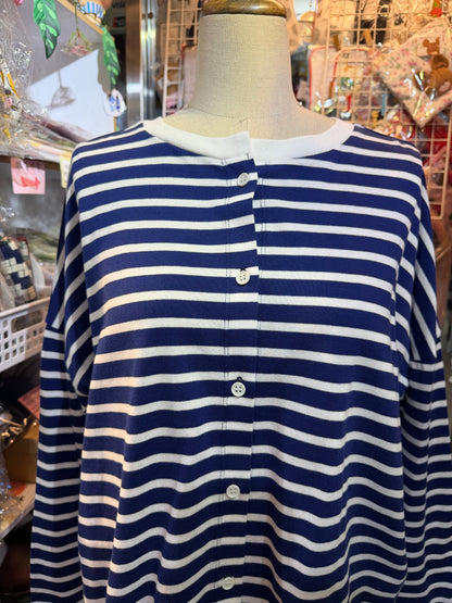 Diaries Striped 2 Way T-shirt, Cardigan, 2 Colors, made in Japan