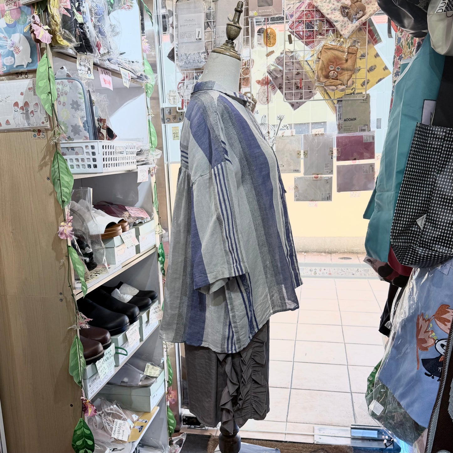 Tumugu Striped Linen Cotton Shirt, made in Japan