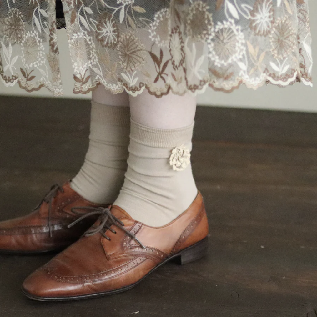 Rei Lily of the Valley Cotton Lace Socks, 5 Colors, made in Japan