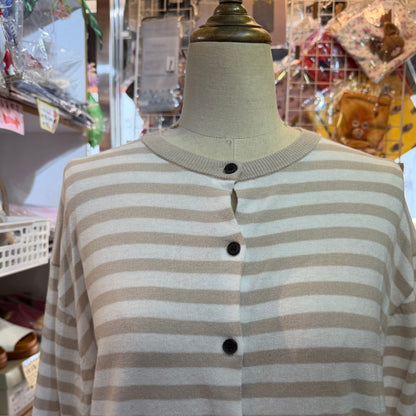 EXTRA30- Ichi Striped Cotton Cardigan, 2 Colors