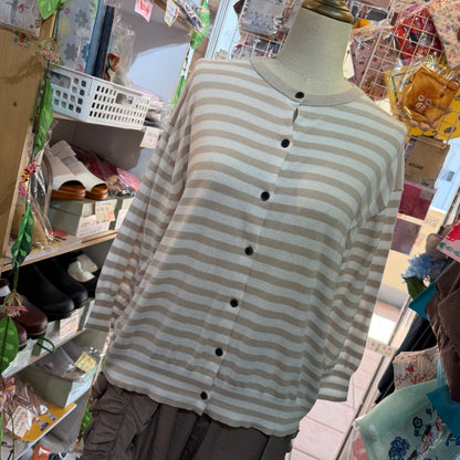 EXTRA30- Ichi Striped Cotton Cardigan, 2 Colors