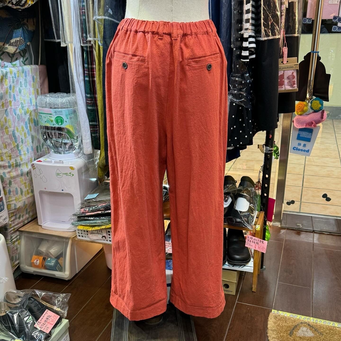 EXTRA20- Ina Red Linen Pants, made in Japan