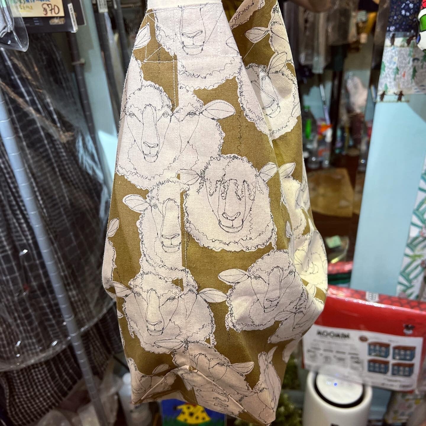 Handmade Sheep Brown Ribbon Bag, fabric from Japan
