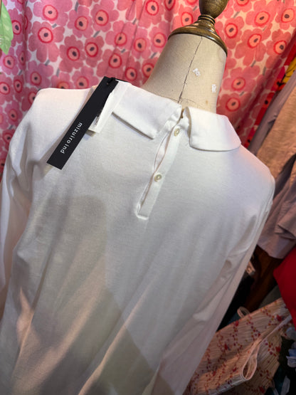 Mizuiro ind White Long Collar T-shirt, made in Japan