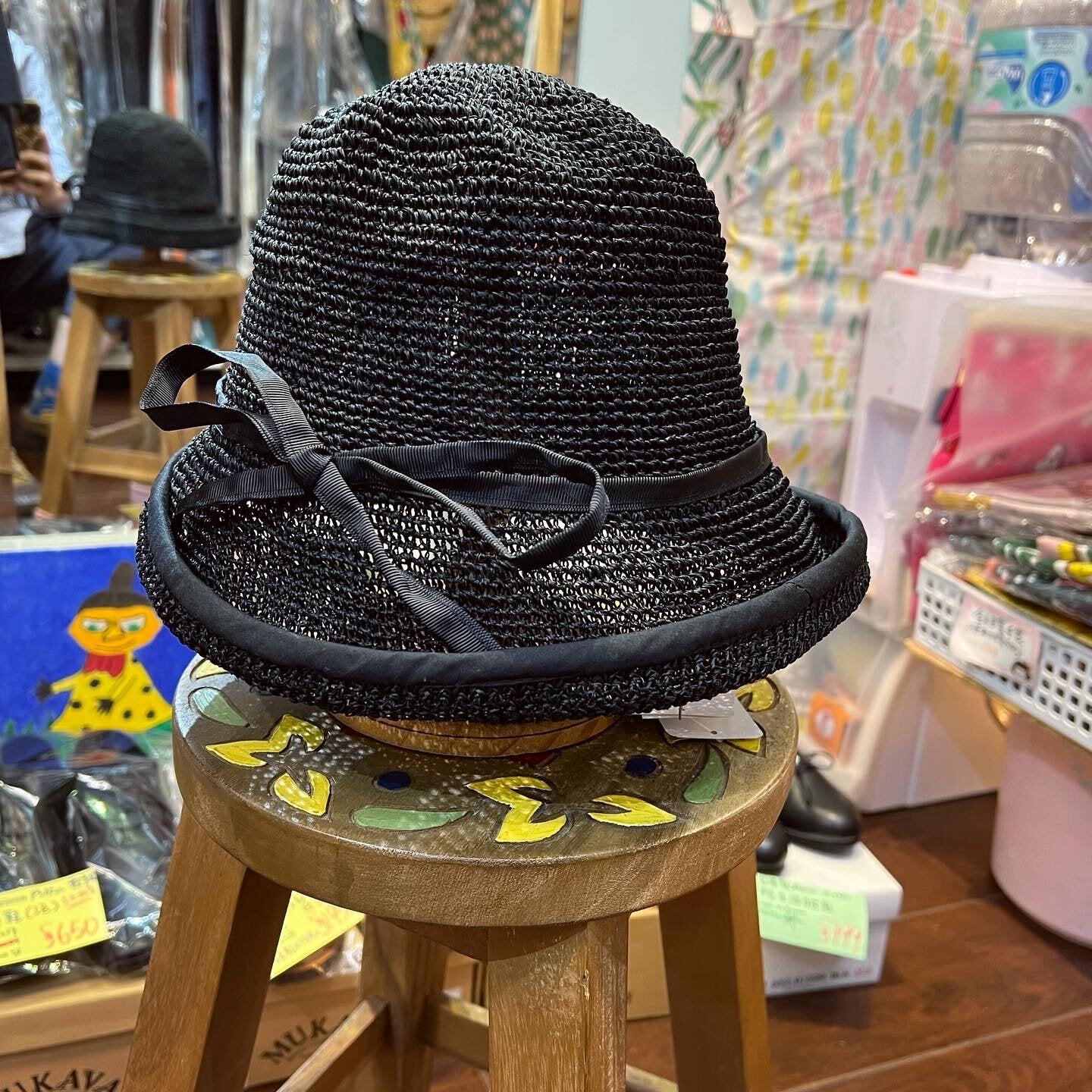 Sale- Anjou Chouette Straw Black Hat, made in Philippines