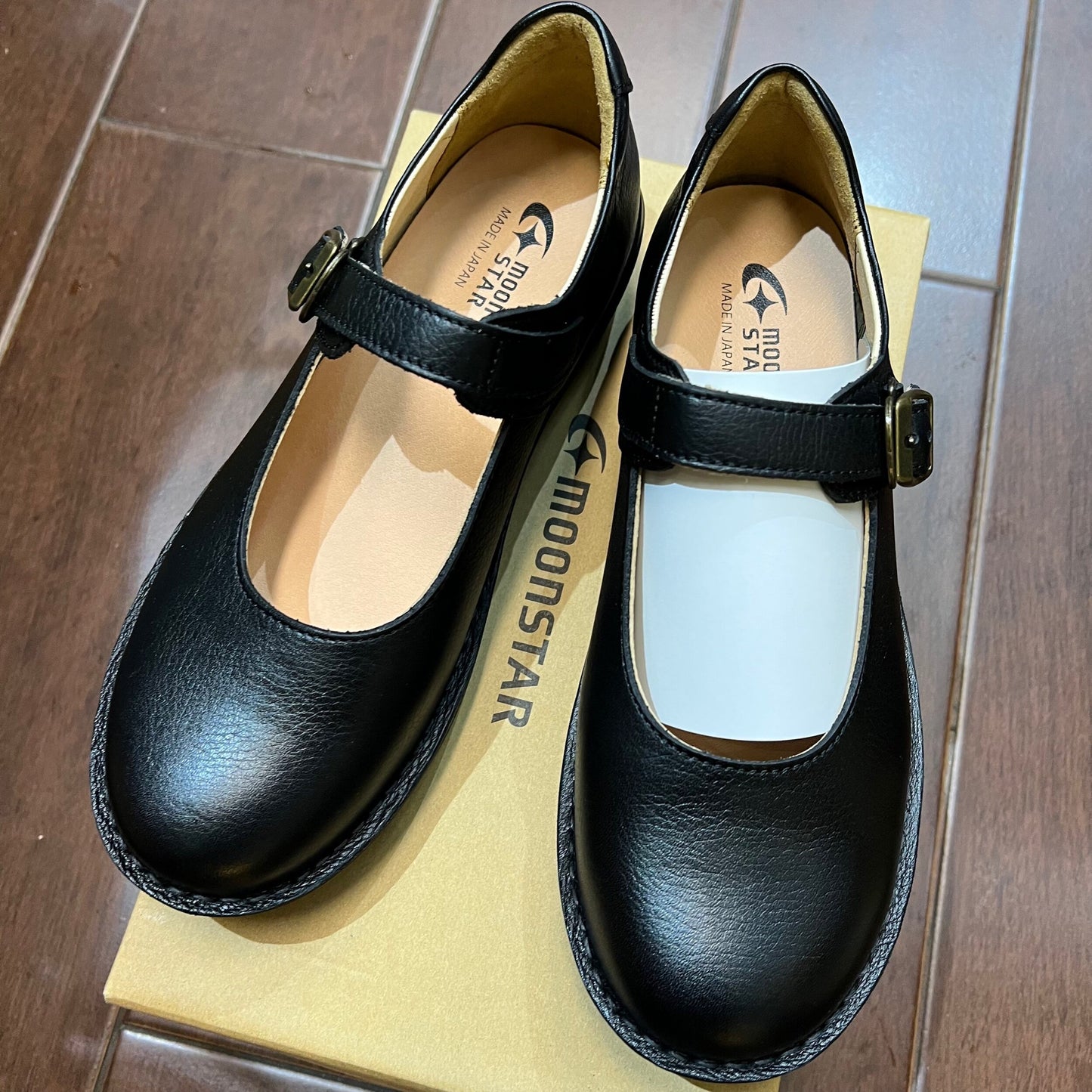 Sale- Moonstar Black Leather Shoes, size 25cm only, made in Japan