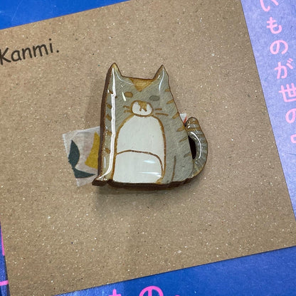 Kanmi Cats Wooden brooches, made in Japan