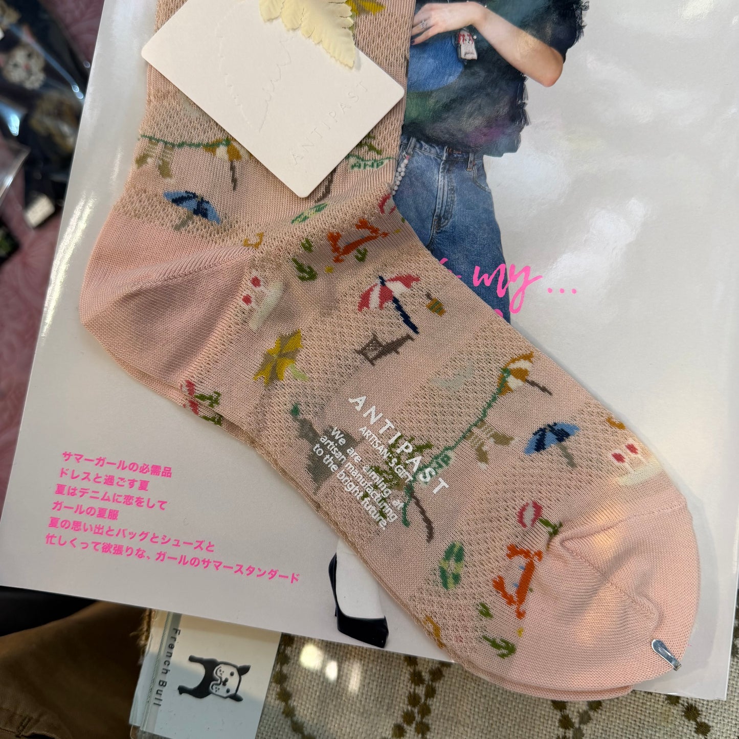 Antipast Summer Beach Pink Socks, made in Japan