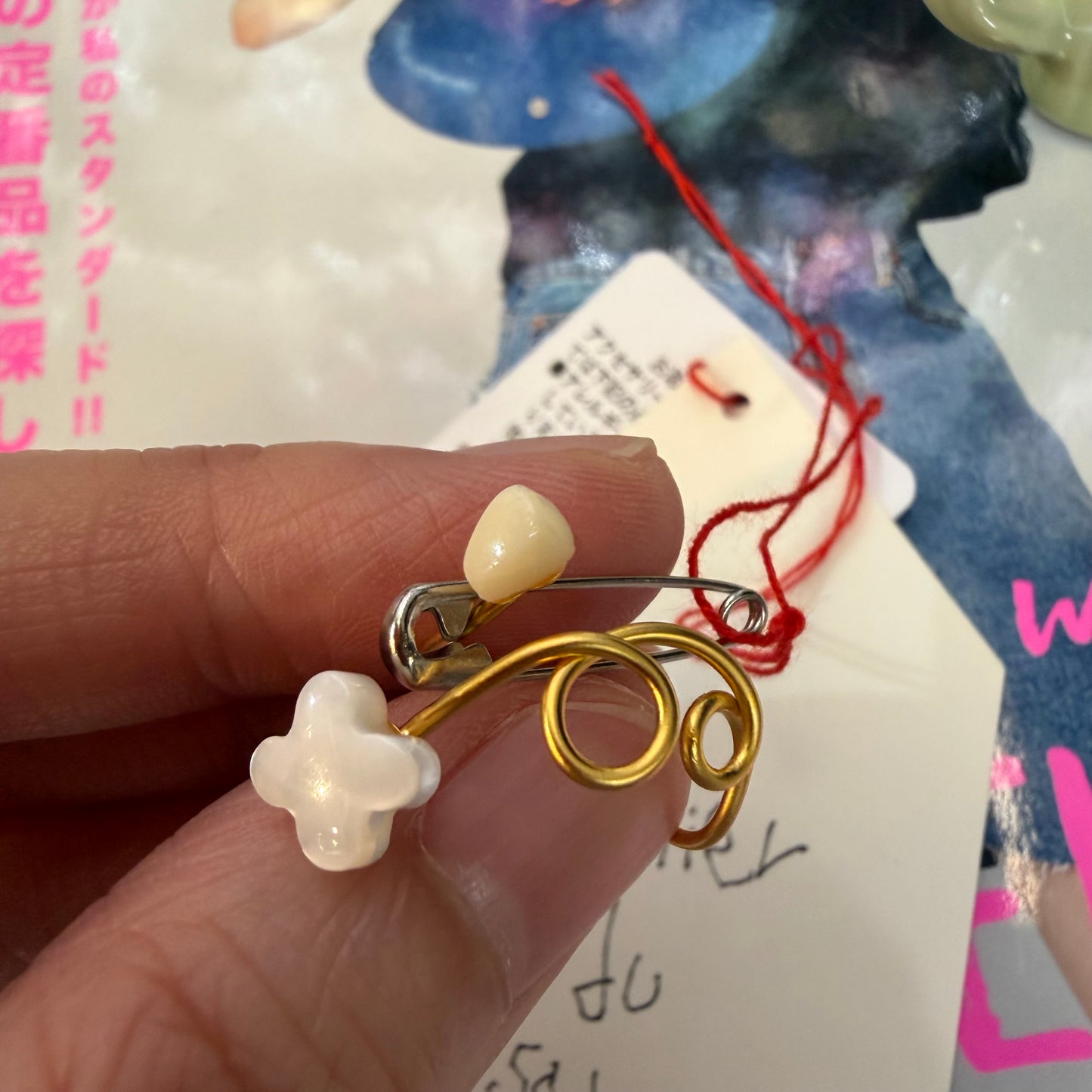 Latelier du savon Freshwater Pearl Brass Ring, made in Japan