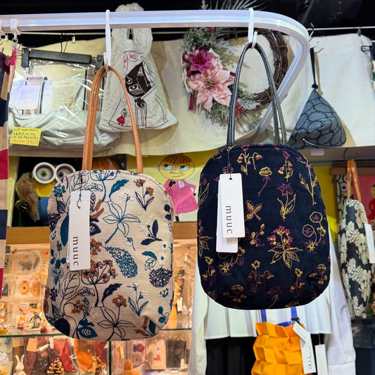 Muuc Embroidery Floral Small Handbag, 2 Colors, made in Japan