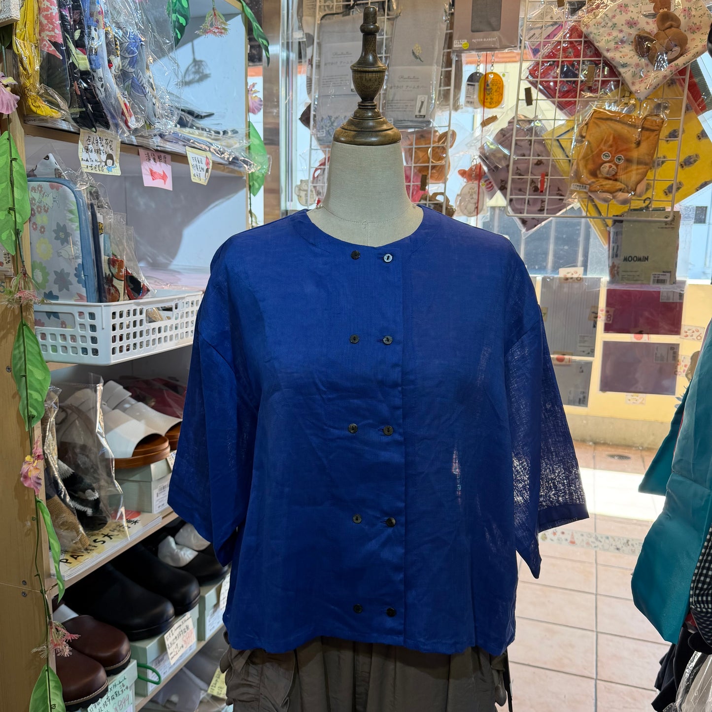 Mizuiro Ind Blue Linen Shirt, made in Japan