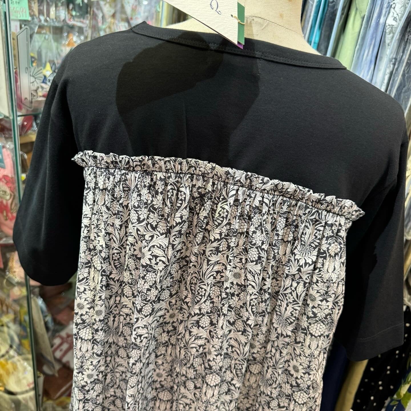 EXTRA20- Vent d Ouest X Liberty London Black Long T-shirt, made in Japan