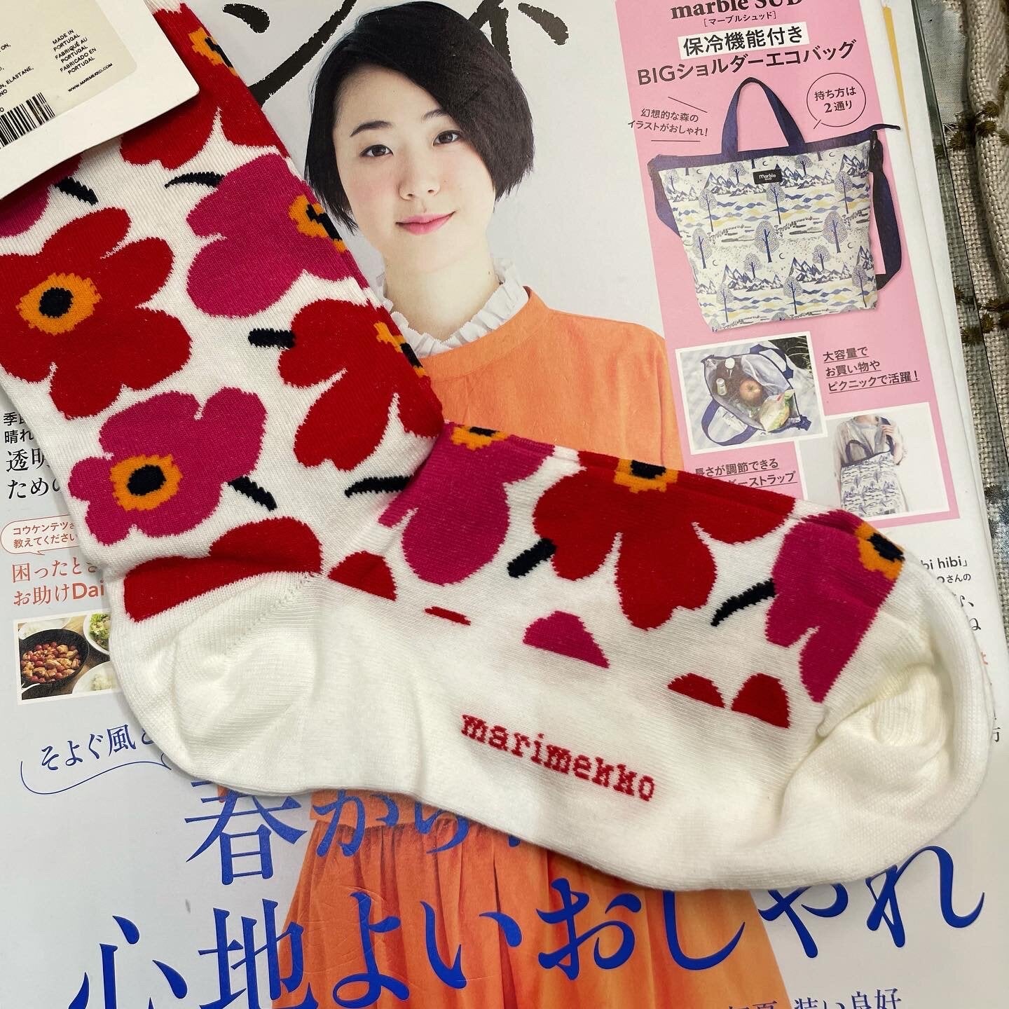 Marimekko Red Unikko Socks, size 37-39