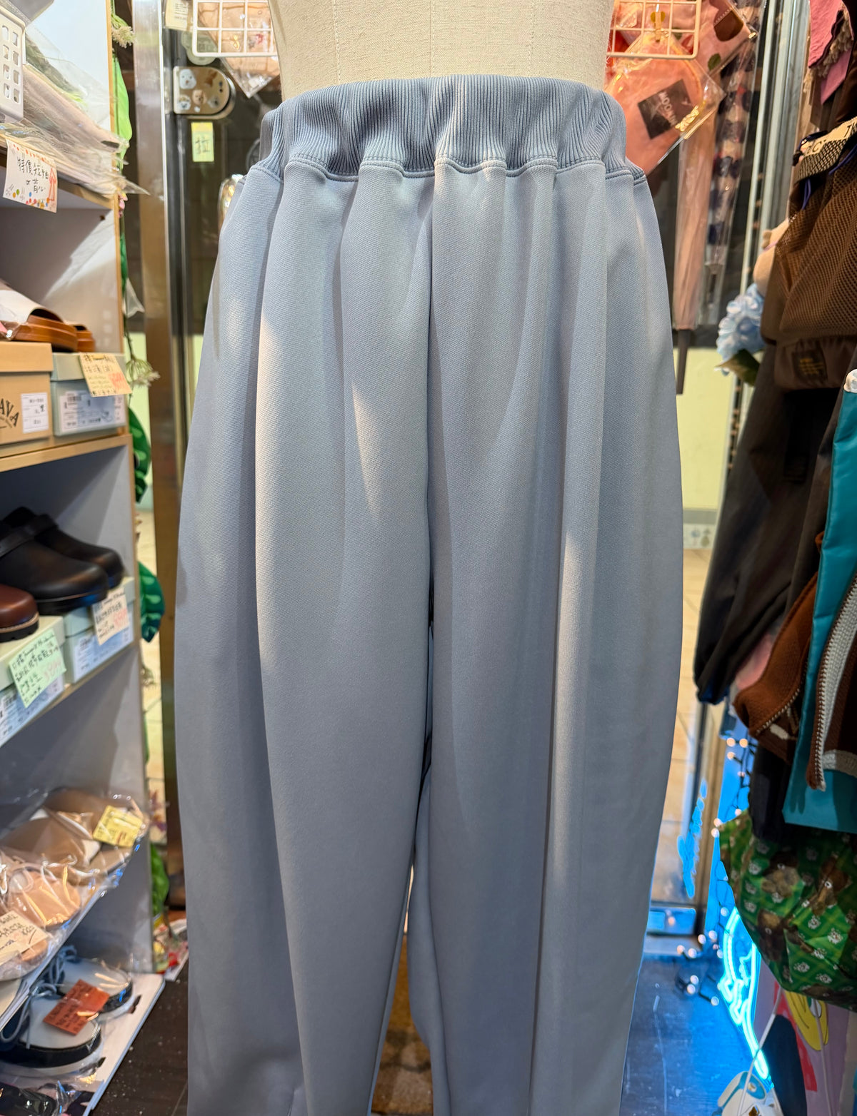 Drowse and yet… Grey Ribbon Jogger Pants, made in Japan