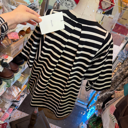 Munich Black Striped Blouse, made in Japan
