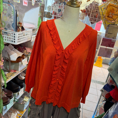 Tumugu Red Frill Cardigan