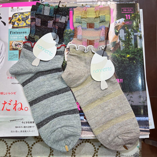 促销 - Nonnette 亚麻短袜，2 色可选，日本制造