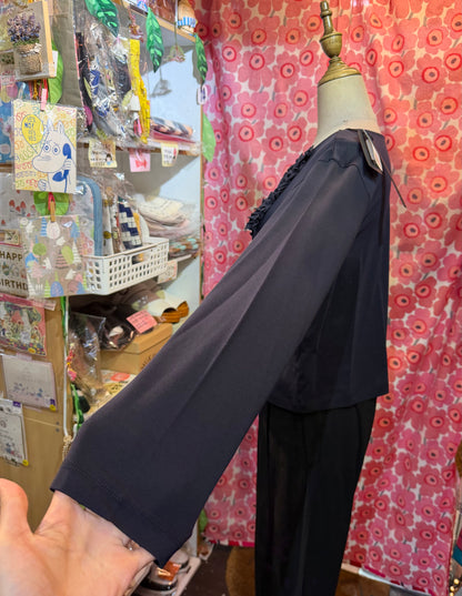 Mizuiro ind Navy Frill Collar Blouse, made in Japan