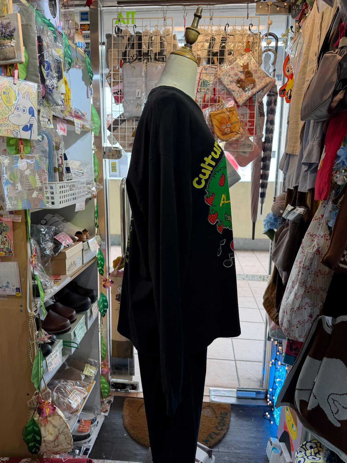 RNA Tree and Strawberry Black Long T-shirt, made in Japan