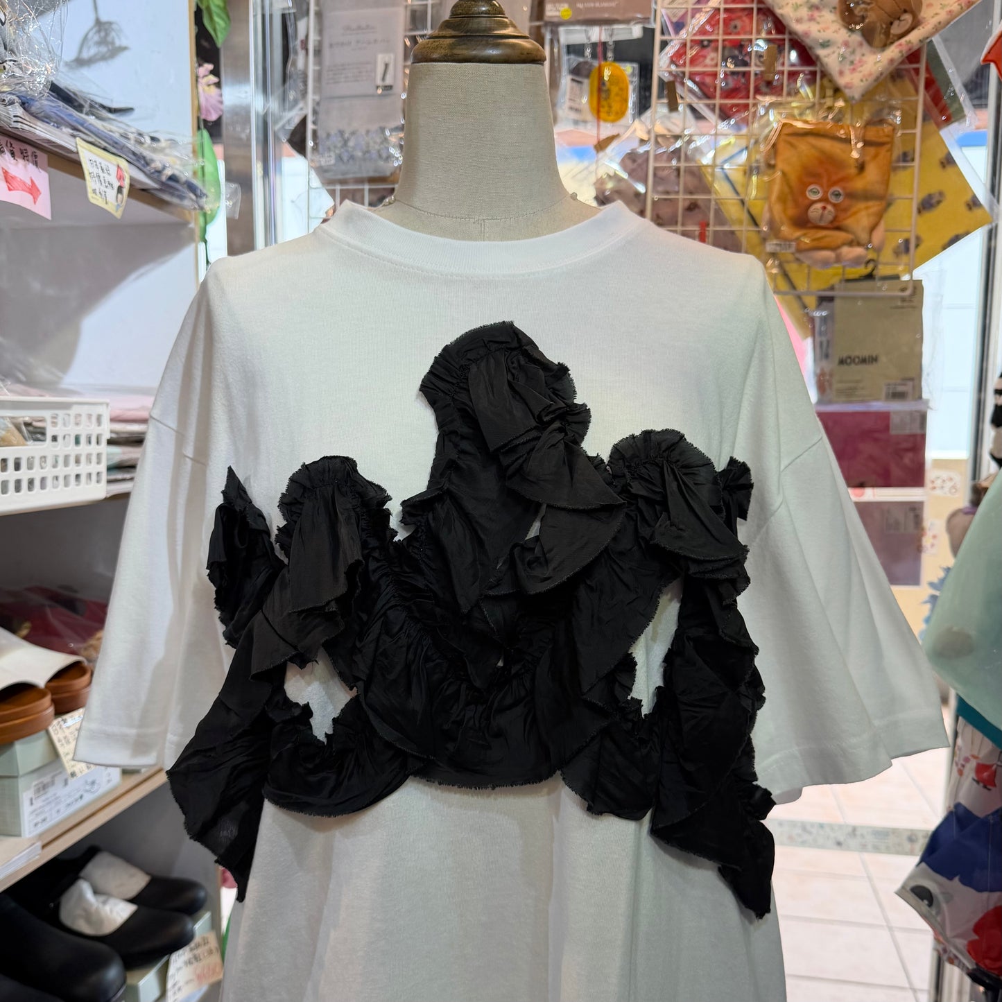 Iki Frill White T-shirt, size M, made in Japan