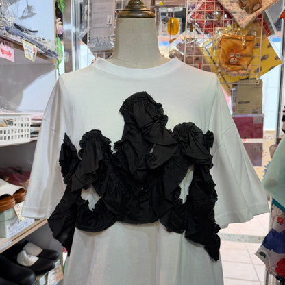 Iki Frill White T-shirt, size M, made in Japan