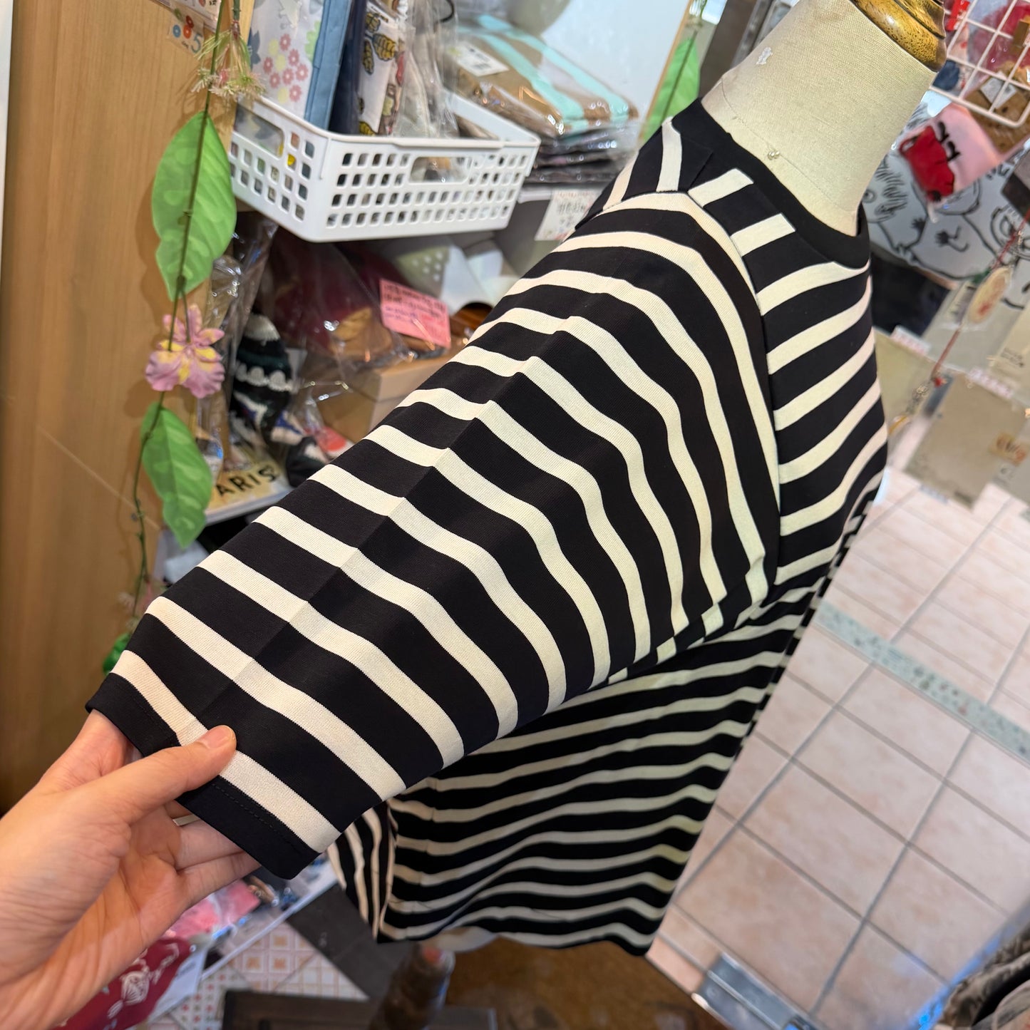 Munich Black Striped Blouse, made in Japan