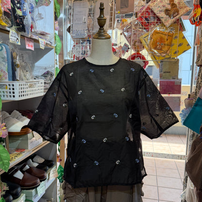 Doux bleu Embroidery Blouse, 2 Colors, made in India