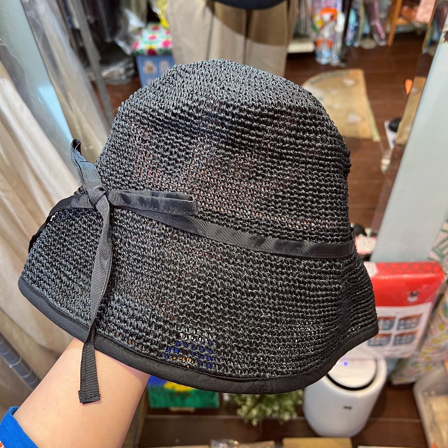 Sale- Anjou Chouette Straw Black Hat, made in Philippines